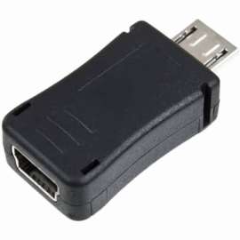 4XEM Micro USB To Mini USB 2.0 M/F Adapter, 1 x 5-pin Type B USB 2.0 Micro USB Male, 1 x 5-pin Type B USB 2.0 Mini USB Female, Black