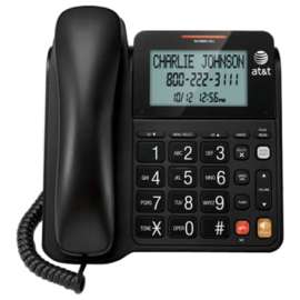 AT&T CL2940 Standard Phone, Black, 1 x Phone Line, Speakerphone, Hearing Aid Compatible