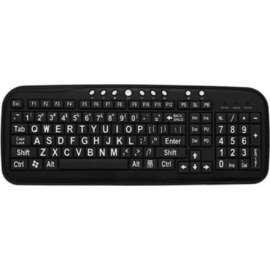 Ergoguys DataCal Ezsee Low Vision Keyboard Large White Print Black Keys, Cable Connectivity, USB Interface Multimedia Hot Key(s), English
