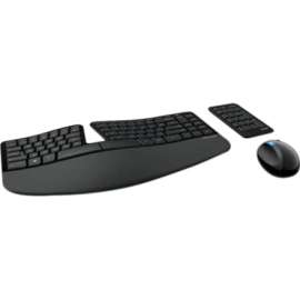Microsoft Sculpt Ergonomic Desktop Keyboard And Mouse, USB 2.0 Wireless RF 2.40 GHz Keyboard/Keypad, Black, USB 2.0 Wireless RF Mouse, BlueTrack
