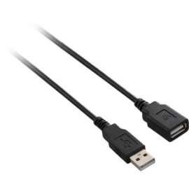V7 Black USB Extension Cable USB 2.0 A Female to USB 2.0 A Male 1.8m 6ft, 5.91 ft USB Data Transfer Cable for Computer, Peripheral Device, Digital Camera, Printer, Scanner, Media Player, External Hard Drive, Flash Drive, Network Adapter, First End: 1 x US