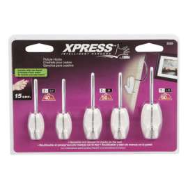 Cobra Xpress Plastic Coated White Push Pin Picture Hook 60 lb 5 pk