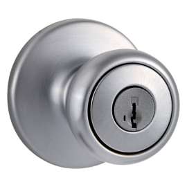 Kwikset SmartKey Tylo Satin Chrome Entry Knobs 1-3/4 in.