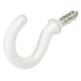 Hillman Small Vinyl Coated White Steel 7/8 in. L Hook 1 lb 6 pk