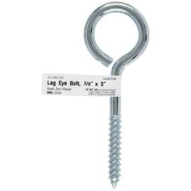 Hampton 3/8 in. X 5 in. L Zinc-Plated Steel Lag Thread Eyebolt Nut Included