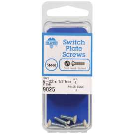 Hillman No. 6-32 X 1/2 in. L Slotted Oval Head Steel Machine Screws 4 pk