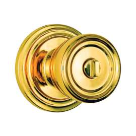 Brinks Push Pull Rotate Barrett Polished Brass Entry Knob KW1 1.75 in.