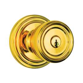 Brinks Push Pull Rotate Barrett Polished Brass Entry Knob KW1 1.75 in.
