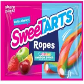 Sweetarts Soft and Chewy Ropes Twisted Rainbow Punch Candy 3.5 oz