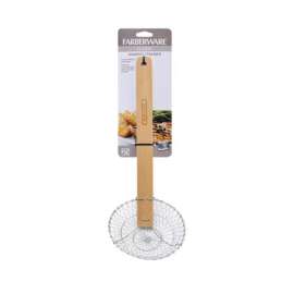 Farberware Tan/Silver Bamboo/Stainless Steel Asian Strainer