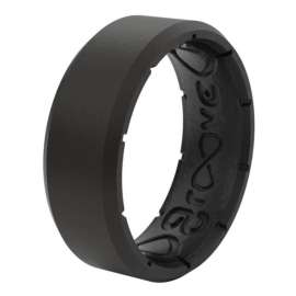 Groove Life Unisex Round Black Ring Silicone Water Resistant Size 11