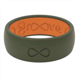 Groove Life Men's Round Green/Orange Ring Silicone Water Resistant Size 12