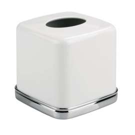 InterDesign York Bath Chrome Silver/White Steel Tissue Cover