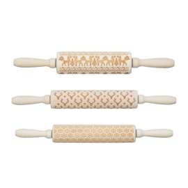 Creative Co-op Cabin Holiday 15 in. L X 2 in. D Wood Rolling Pin Beige