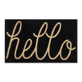 First Concept 30 in. L X 18 in. W Black Hello Coir Door Mat