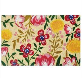 First Concept 30 in. L X 18 in. W Multicolored Flowers Coir Door Mat