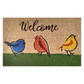 First Concept 30 in. L X 18 in. W Multicolored Welcome Birds Coir Door Mat