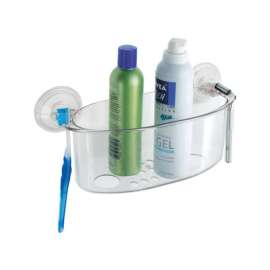 iDesign Power Lock Clear Plastic Shower Basket