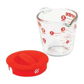 Pyrex 2 cups Glass/Plastic Clear/Red Measuring Cup