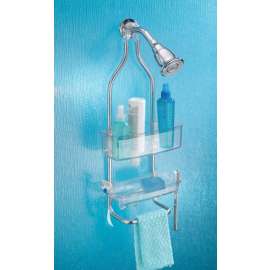iDesign Zia 23 in. H X 9.6 in. W X 4.5 in. L Clear Shower Caddy
