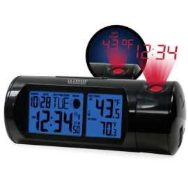 La Crosse Technology 7.1 in. Black Projection Alarm Clock Digital Plug-In