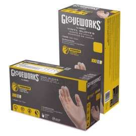 Gloveworks Vinyl Disposable Gloves X-Large Clear Powdered 100 pk