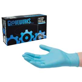 Gloveworks Nitrile Disposable Gloves Medium Blue Powdered 100 pk