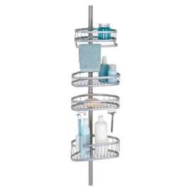 iDesign Satin Silver Metal Tension Shower Caddy