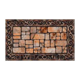 J & M Home Fashions 30 in. L X 18 in. W Natural Stone Rubber Door Mat