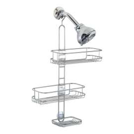 iDesign Linea 22 in. H X 10.5 in. W X 4.5 in. L Silver Shower Caddy