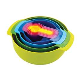 Joseph Joseph Nest 3 qt Polypropylene Multicolored Mixing Bowls and Measuring Set 9 pc