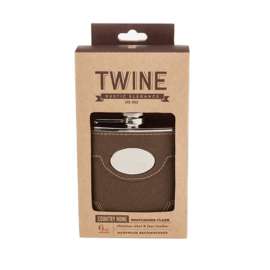 TWINE Country Home 6 oz Multicolored Leather/Stainless Steel Flask