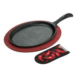 Lodge Cast Iron Fajita Set 5.5 in. 2 pt Black