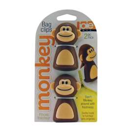 Joie Monkey Brown/ Beige Plastic Bag Clips