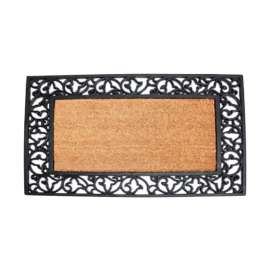 J & M Home Fashions Scroll 2 ft. L X 3.3 ft. W Brown Coconut Fiber Door Mat