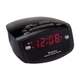 Westclox Black AM/FM Clock Radio Digital Plug-In