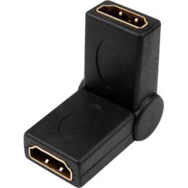 4XEM 90 Degree Swivel HDMI A Female To HDMI A Female Adapter, 1 x 19-pin HDMI (Type A) Digital Audio/Video Female, 1 x 19-pin HDMI (Type A) Digital Audio/Video Female, Gold Connector, Black