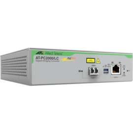 Allied Telesis PoE+ to Fiber Switching Media Converter, Network (RJ-45), 1x PoE+ (RJ-45) Ports, 1 x LC Ports, Multi-mode