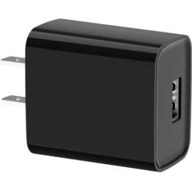 4XEM 12W USB-A Charger, Black, 1 Pack, 12 W, 120 V AC, 230 V AC Input