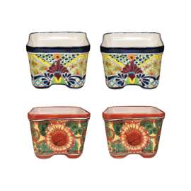 Avera Talavera 6 in. H X 8 in. W X 8 in. D Ceramic Planter Set Multicolored