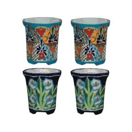 Avera Talavera 8.25 in. H X 8.5 in. W Ceramic Planter Set Multicolored