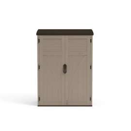 Suncast 4 ft. x 2 ft. Plastic Vertical Pent Storage Shed with Floor Kit Beige
