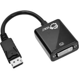 SIIG DisplayPort to DVI Adapter, DisplayPort/DVI for Video Device, Monitor, TV, 9", 1 x DisplayPort Male Digital Audio/Video, 1 x DVI-D Female Digital Video