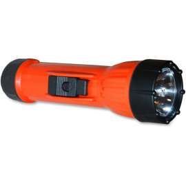 WorkSAFE Waterproof Flashlight, 2 D Batteries (Included), Orange/Black