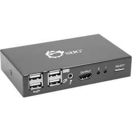 SIIG 2x1 USB HDMI KVM Switch, 4Kx2K, HDMI 4K 30Hz Single Monitor, USB 2.0 Hub/HID, MIC, Hotkey Switching, 2 Port HDMI KVM Switch, USB-A Hotkey/Push Button, 3840x2160 30Hz USB 2.0 Port