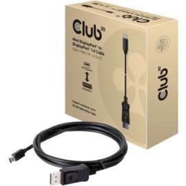 Club 3D MiniDisplayPort to DisplayPort 1.4 HBR3 Cable M/M 2m/6.56feet, 6.56 ft DisplayPort/Mini DisplayPort A/V Cable for Audio/Video Device, Monitor, First End: 1 x 20-pin DisplayPort 1.4 Digital Audio/Video, Male, Second End: 1 x Mini DisplayPort Digita