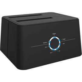 4XEM Drive Dock SATA/600, USB 3.0 Type B Host Interface External, Black, 2 x HDD Supported, 2 x SSD Supported