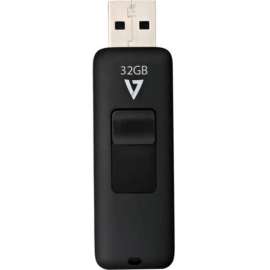 V7 32GB USB 2.0 Flash Drive, With Retractable USB Connector, 32 GB, USB 2.0 Type A, 15 MB/s Read Speed