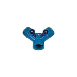 Rugg 3/4 in. Plastic Threaded Female/Male Y-Hose Connector with Shut Offs
