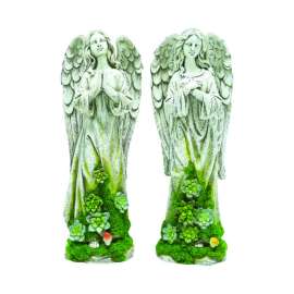 Meadow Creek Polyresin Gray 16 in. Succulence Angel Statue